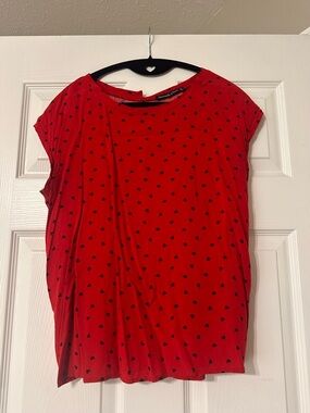 Abercrombie & Fitch Red Top with Black Heart Print